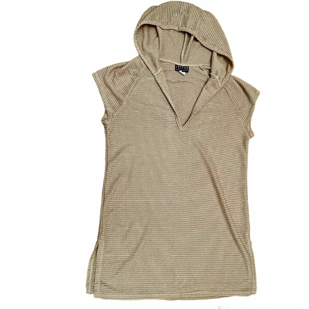 JORDAN TAYLOR BEACHWEAR | OPEN KNIT HOODED COVER-UP | TAN | L